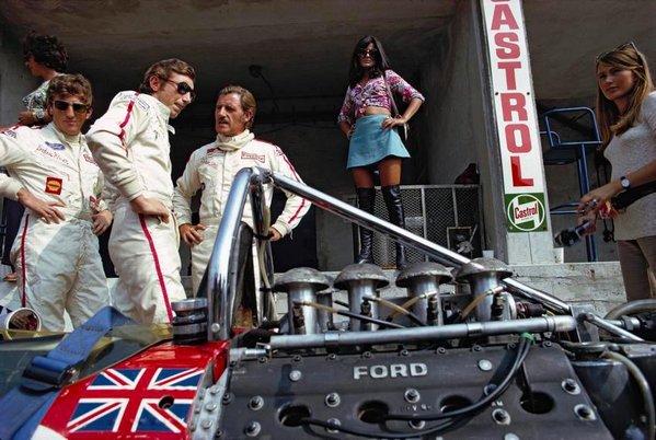 1969 Italian Grand Prix with Jochen Rindt, Jo Siffert, Graham Hill with the Lotus-Cosworth 49B.jpg